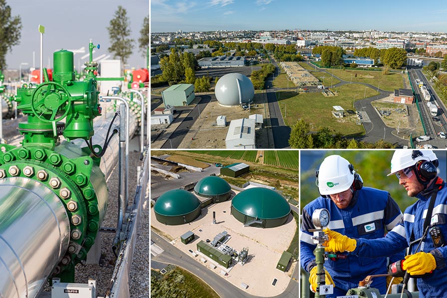 Photos GRTgaz : station d'interconnexion de Pitgam, station d'interconnexion d'Alfortville, unité biométhane sur le site de Mézières-sur-Oise