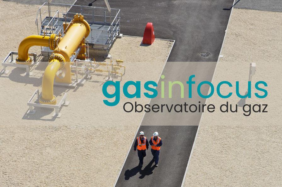 Station de compression d'Etrez (photo : Philippe Dureuil) et logo gasinfocus