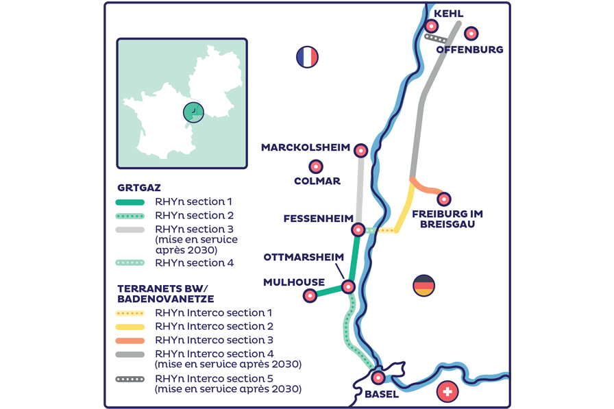 RHYn Map - the first H2 network in the Upper Rhine region